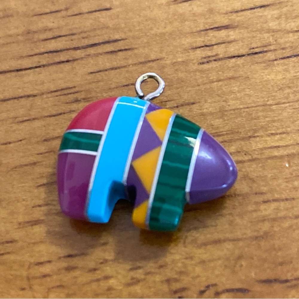 Multi Color Stone Bear pendant